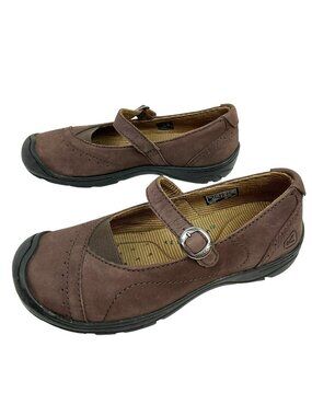Keen Sterling City Mary Jane Nubuck Leather Hiking Shoes Womens 6.5 Brown
